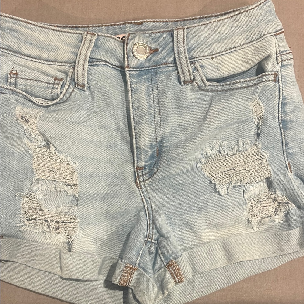 SO Light Wash Ripped Jean Shorts